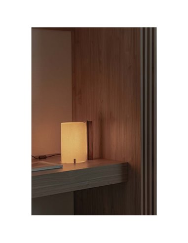 Lámpara de sobremesa CATA, con madera de nogal y pantalla papiro, 2W 2200K (luz super cálida)