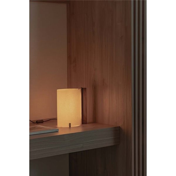 Lámpara de sobremesa CATA, con madera de nogal y pantalla papiro, 2W 2200K (luz super cálida)