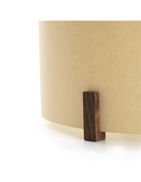 Lampe de table CATA, avec abat-jour en bois de noyer et papyrus, 2W 2200K (lumière super chaude)