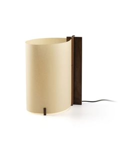 Lámpara LED de sobremesa CATA, con madera de nogal y pantalla papiro, 2W 2200K (luz súper cálida)