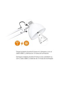 Lâmpada LED recarregável E27, 6W 500 Lm, CCT dim, controle remoto, temporizador e cabo USB-C 2