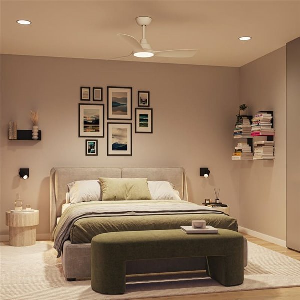 Ventilador LED de techo blanco OLAS, dimable, 42" 30W+24W, con mando a distancia
