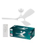Ventilador LED de techo blanco OLAS, dimable, 42" 30W+24W, con mando a distancia