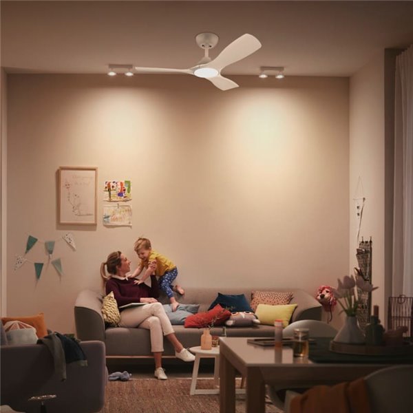 Ventilador LED de techo blanco OLAS, dimable, 42" 30W+24W, con mando a distancia