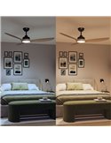 Ventoinha de teto LED 52", OLAS 35W+24W, preto com pás largas de madeira, com controle remoto