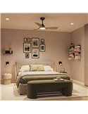 Ventilador de techo con luz LED OLAS, dimable, 42" 30W+24W negro y aspas anchas madera, con mando a distancia