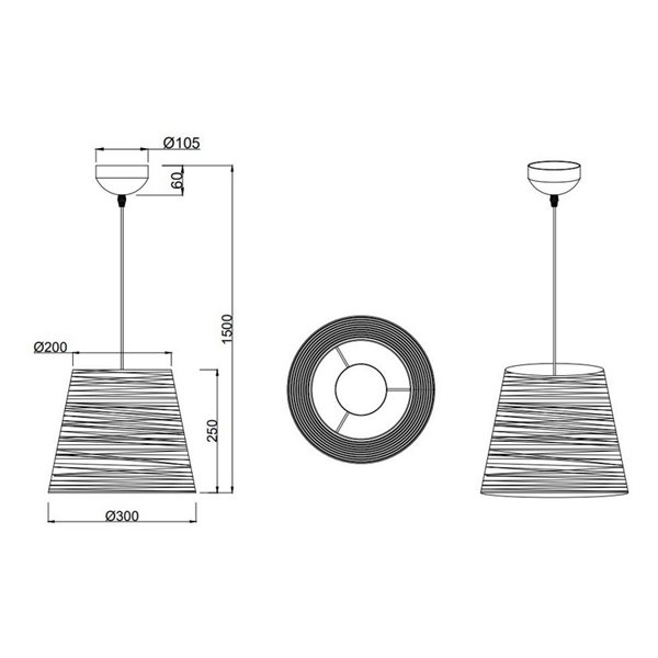 Lámpara de techo JOELINE de hilo de papel, altura ajustable bombilla excl. 1x E27 max. 10W IP20