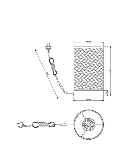Lámpara de sobremesa pantalla de bambú LAURENT Ø14cm bombilla excl. 1x E27 max. 10W IP20