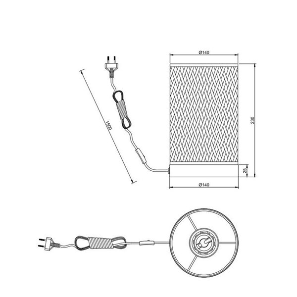 Lámpara de sobremesa pantalla de bambú LAURENT Ø14cm bombilla excl. 1x E27 max. 10W IP20