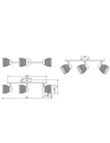 Regleta de 3 focos de techo LAURENT pantalla de bambú bombilla excl. 3x E14 max. 10W IP20