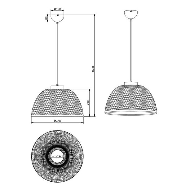Lámpara de techo natural LAURENT pantalla de bambú Ø40cm y altura ajustable bombilla excl. 1x E27 max. 28W IP20