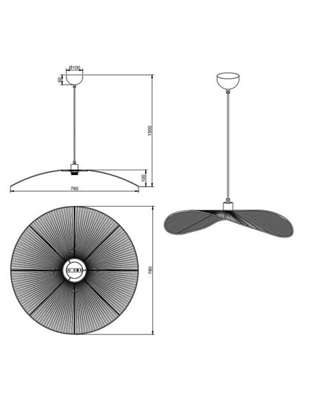 Lámpara de techo estilo pamela LAURINE pantalla de hilo de papel Ø78cm bombilla excl. 1x E27 max. 40W IP20