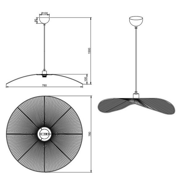 Lámpara de techo estilo pamela LAURINE pantalla de hilo de papel Ø78cm bombilla excl. 1x E27 max. 40W IP20