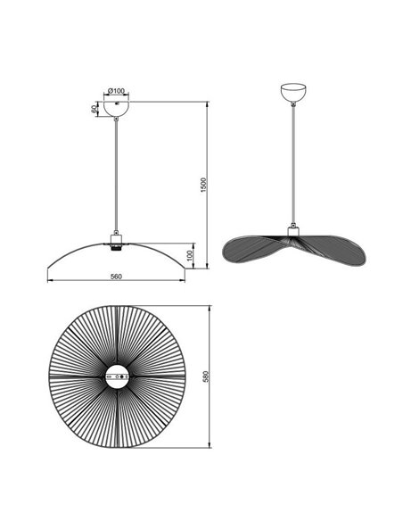 Plafonnier LAURINE style pamela naturel hauteur réglable Ø58cm ampoule excl. 1x E27 max. 40 W IP20