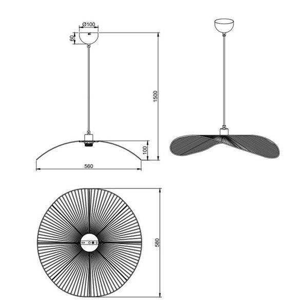 Plafonnier LAURINE style pamela naturel hauteur réglable Ø58cm ampoule excl. 1x E27 max. 40 W IP20