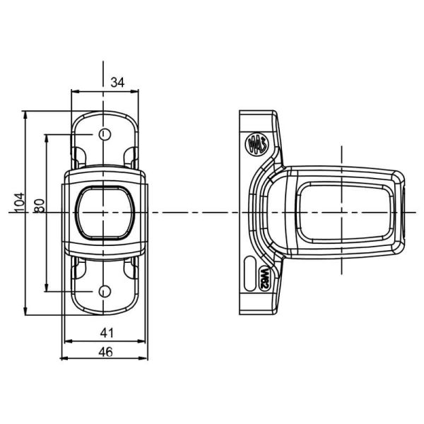 Medidas Cuerno LED corto Neon con logo WAS Ambar - Blanco - Rojo 12V 24V A R1 SM1 W62N Logo | LeonLeds