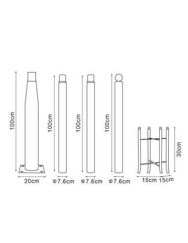 Dimensions Colonne pour Lampadaire 3.7M Gris Détachable - Haute Résistance et Durabilité LM0061 | LeonLeds