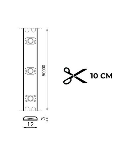 Tira LED 220V corte cada 10Cm 12W/m 50 Metros SMD2835 Sin Rectificador Bergamo