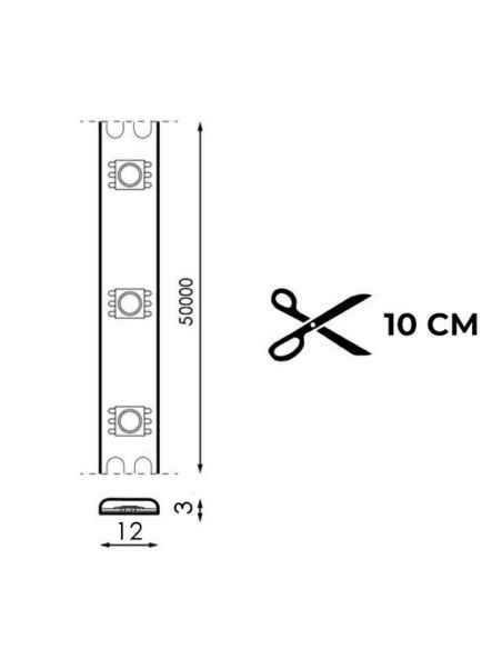 Tira LED 220V corte cada 10Cm 12W/m 50 Metros SMD2835 Sin Rectificador Bergamo