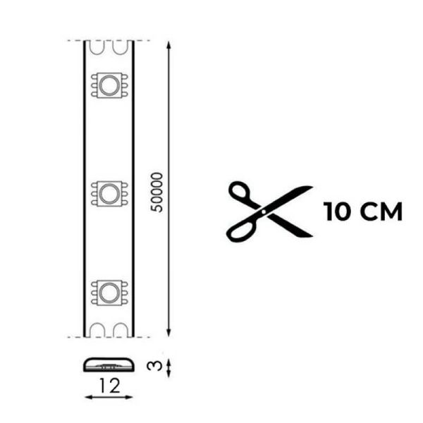 Tira LED 220V corte cada 10Cm 12W/m 50 Metros SMD2835 Sin Rectificador Bergamo