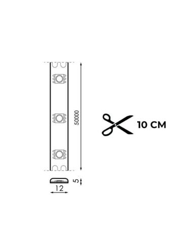 Medidas Tira LED 220V corte cada 10Cm IP67 12W/m 20 Metros SMD2835 Sin Rectificador Ruzok 1560Lm/m