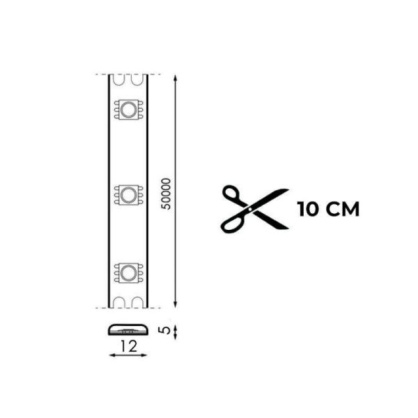 Medidas Tira LED 220V corte cada 10Cm IP67 12W/m 20 Metros SMD2835 Sin Rectificador Ruzok 1560Lm/m