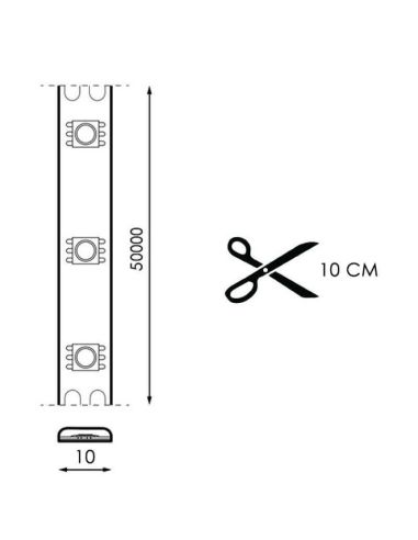 Medidas Tira LED 220V corte cada 10Cm 17W/m 50 Metros SMD2835 Sin Rectificador Bergamo | LeonLeds