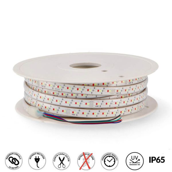 Tira LED RGB 220V AC SMD2835 Bergamo 13W/m IP65 RGB - Regulable y Enlazable | LeonLeds