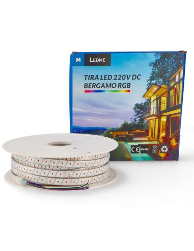 Bande LED RGB 220V AC SMD2835 Bergamo 13W/m IP65 RGB - Dimmable et Connectable | LeonLeds