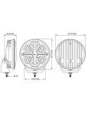 Medidas Faro LED 9 Pulgadas Homologado Blade 9" Luz de Posición Blanca y Largo Alcance R10 R149 R148 25 Puntos 1FJ 357 199-001