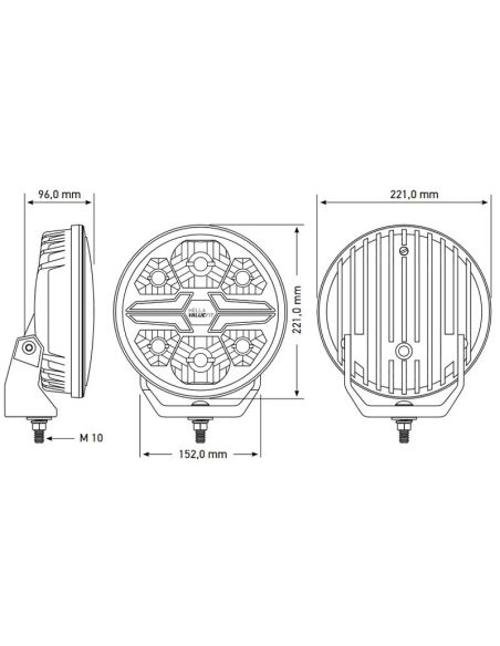 Medidas Faro LED 9 Pulgadas Homologado Blade 9" Luz de Posición Blanca y Largo Alcance R10 R149 R148 25 Puntos 1FJ 357 199-001