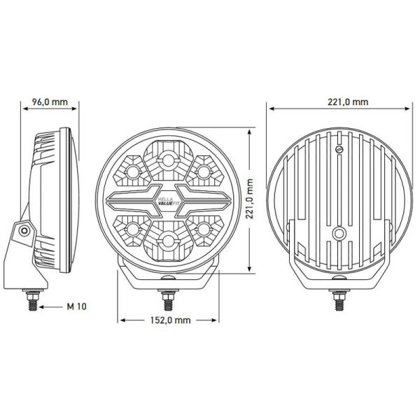 Medidas Faro LED 9 Pulgadas Homologado Blade 9" Luz de Posición Blanca y Largo Alcance R10 R149 R148 25 Puntos 1FJ 357 199-001