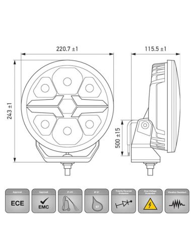 LED-Fernscheinwerfer 9 Zoll Genehmigt...