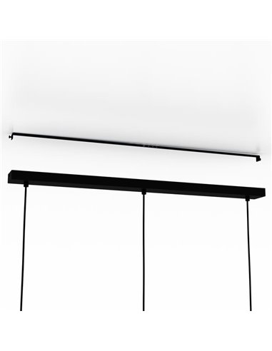 Luminária pendente EVESHAM com 3 abajures quadrados vintage, E27, aço e madeira