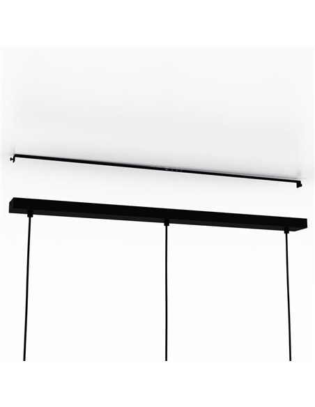 Luminária pendente EVESHAM com 3 abajures quadrados vintage, E27, aço e madeira