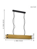 Suspension HARBOROUGH avec chaîne à maillons noirs et abat-jour en bois allongé, 4xE27