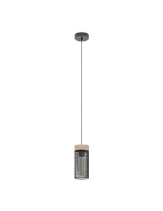 Lámpara colgante de salón KILNSDALE, acero y madera, vintage, E27
