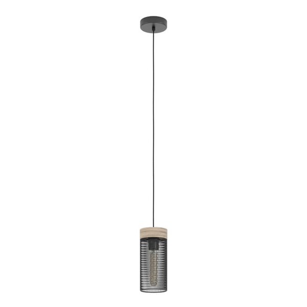 Lámpara colgante de salón KILNSDALE, acero y madera, vintage, E27