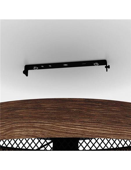 Lámpara colgante KILNSDALE con pantalla de malla negra y detalles en madera, E27