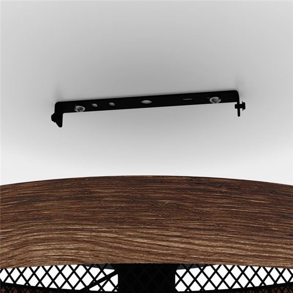 Lámpara colgante KILNSDALE con pantalla de malla negra y detalles en madera, E27