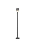 Lampadaire LACEY avec abat-jour noir et détails en bois, E27, H:1.595m