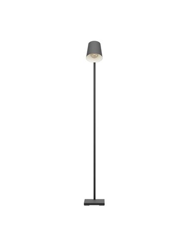 Lampadaire LACEY avec abat-jour noir et détails en bois, E27, H:1.595m
