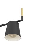 Lámpara de techo LACEY de 3 luces con pantallas negras y detalles en madera E27