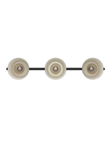 Lámpara de techo LACEY de 3 luces con pantallas negras y detalles en madera E27
