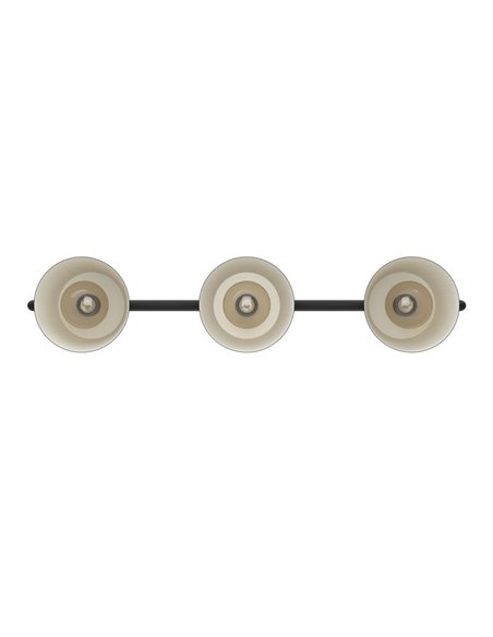 Lámpara de techo LACEY de 3 luces con pantallas negras y detalles en madera E27