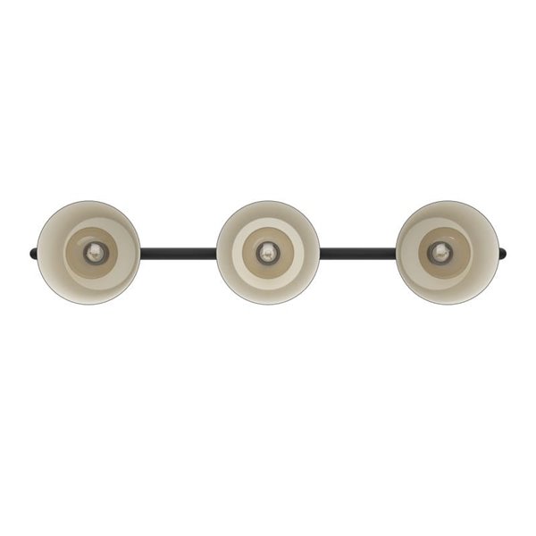 Lámpara de techo LACEY de 3 luces con pantallas negras y detalles en madera E27