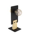 Lámpara de mesa BRAMERTON con bombilla E27 vista, negro y madera