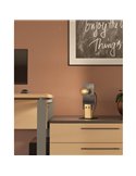 Lámpara de mesa BRAMERTON con bombilla E27 vista, negro y madera