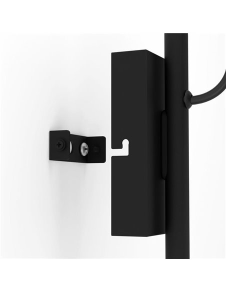 Aplique de pared LACEY con pantalla negra y detalles en madera, E27