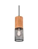 Détail Suspension LED vintage en bois et métal Tosh 1xE27 par Trio Lighting | métal marron et noir | Éclairage LeonLeds